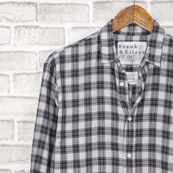 FRANK & EILEEN Men's Button up PAUL Shirt Gray Plaid Cotton Size Small - Picture 5 of 6